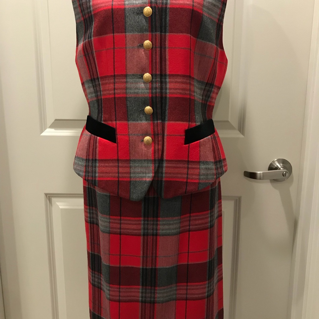 Mondi Red And Gray Plaid Skirt Set